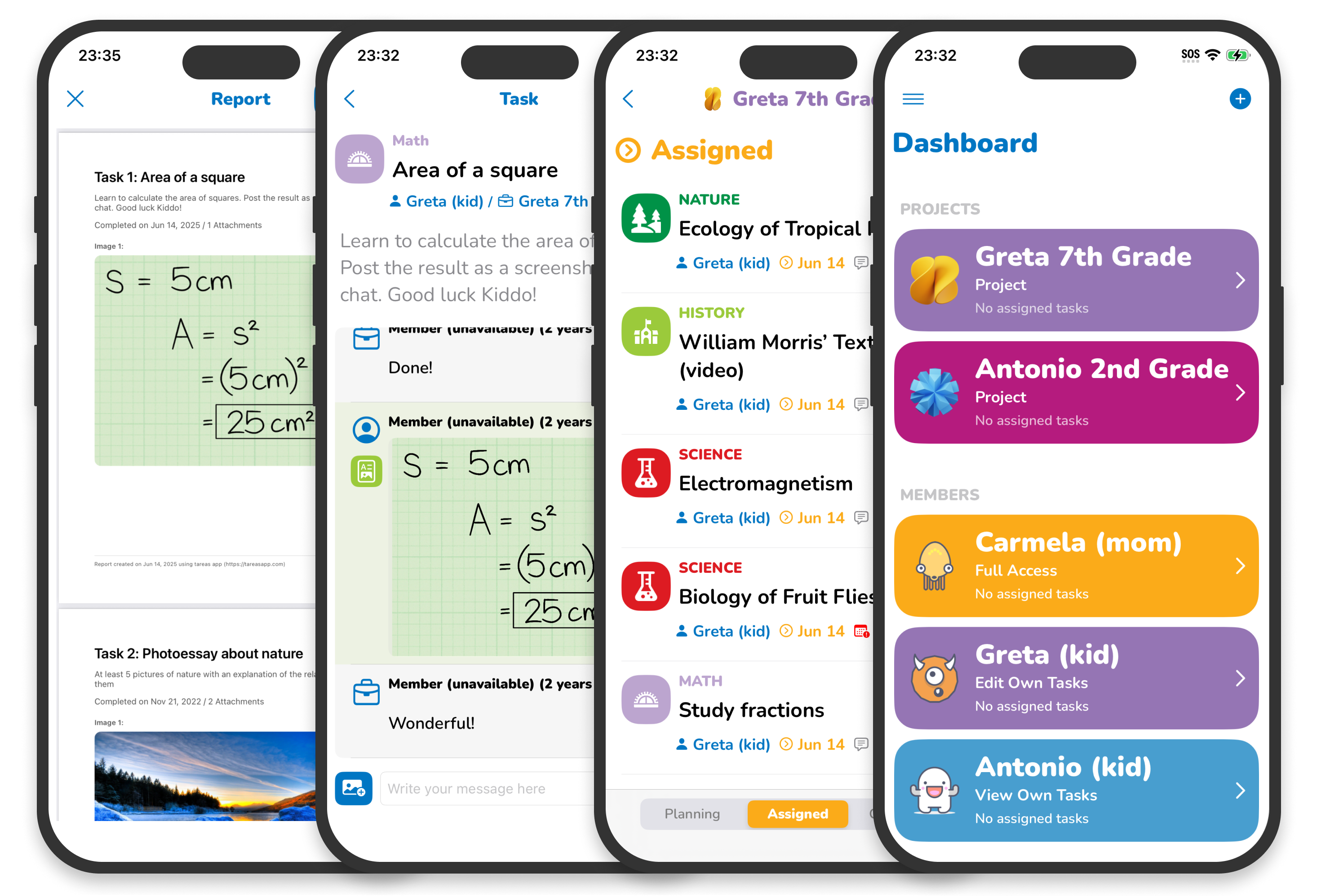 # tareas, the simple homeschool tasks management and reporting app