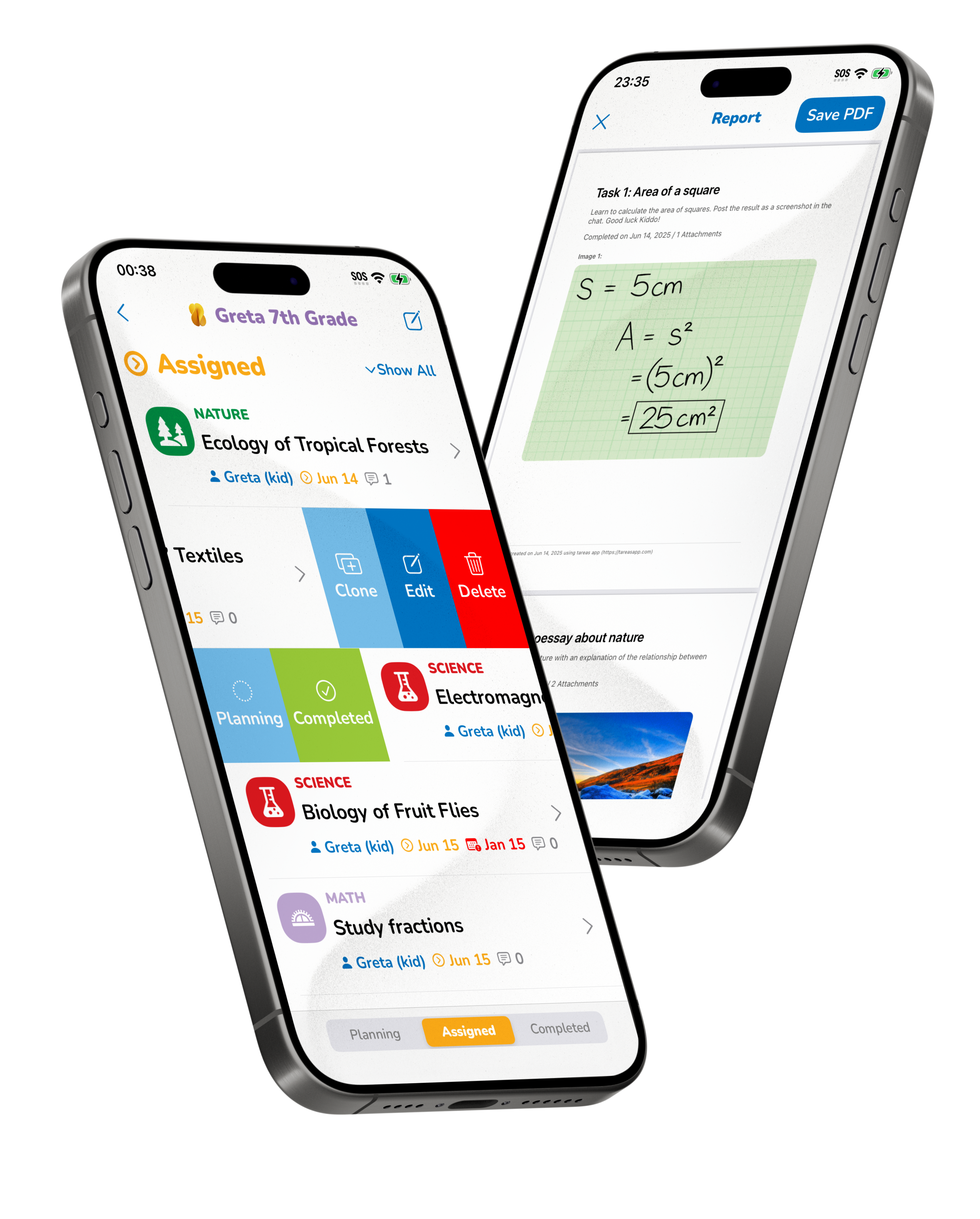 # tareas, the simple homeschool tasks management and reporting app