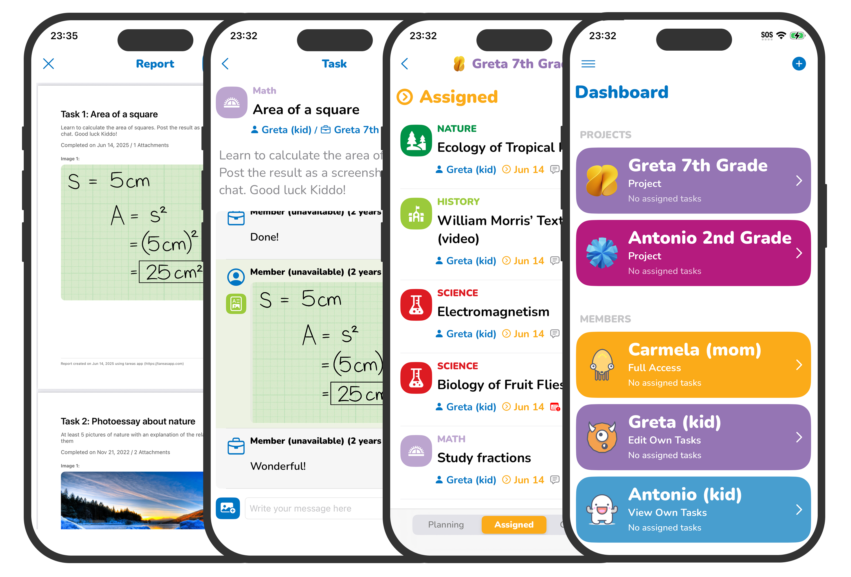 # tareas, the simple homeschool tasks management and reporting app